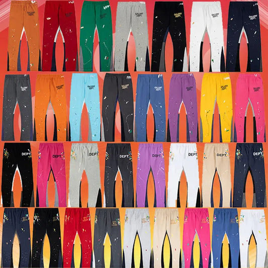 Men's High Street Graffiti Sweatpants Classic Letter Print Patchwork Cotton Pants Personalised Design Casual Loose Long Trousers